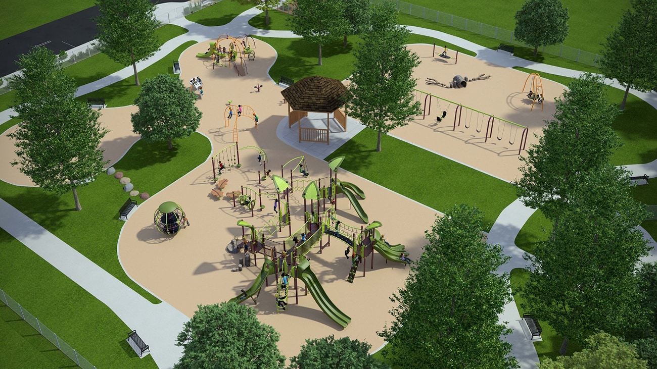 Rendering of the revitalized Hale Park in Everett, Massachusetts