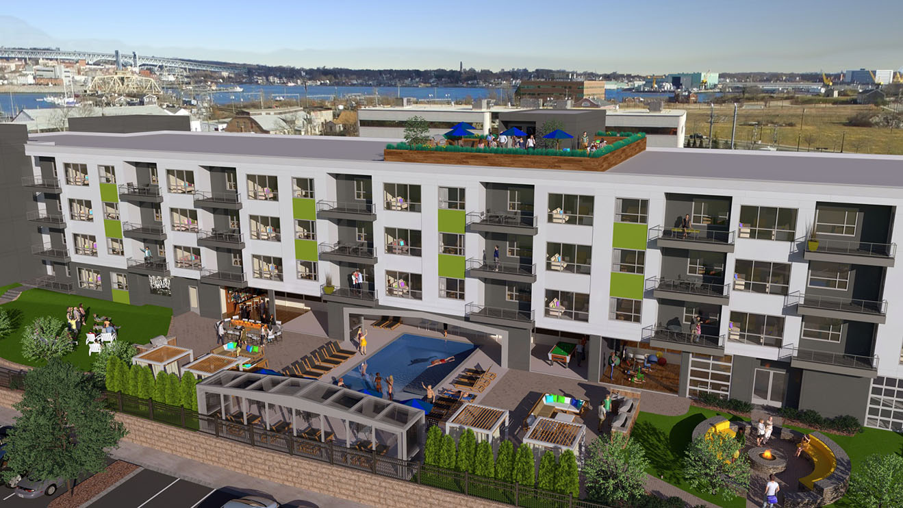 Rendering of second-floor amenity space in a multifamily community