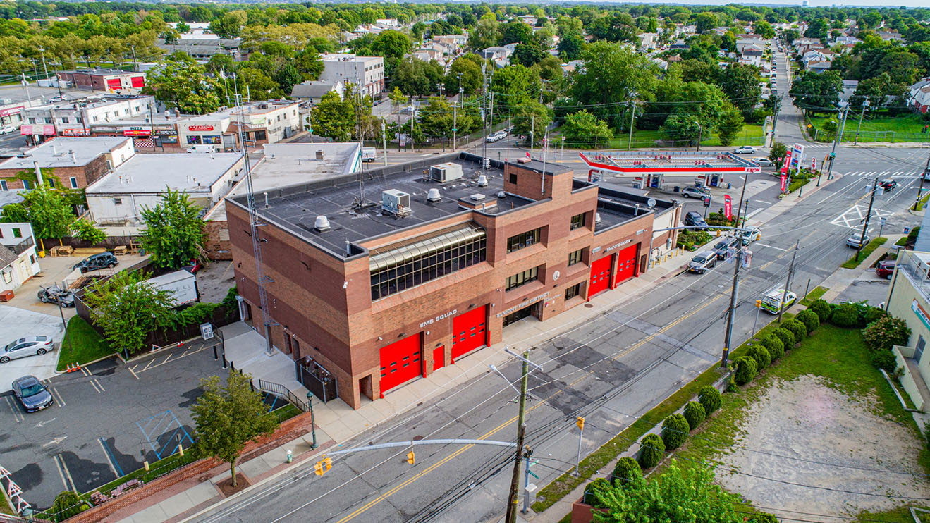 An aerial of the Elmont Fire Department training facility on Long Island