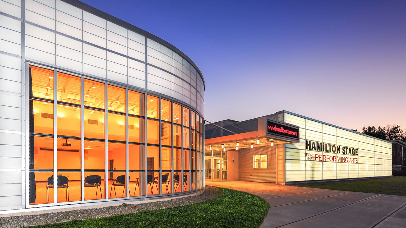 Hamilton State for the Performing Arts, unique, rounded building with lots of windows