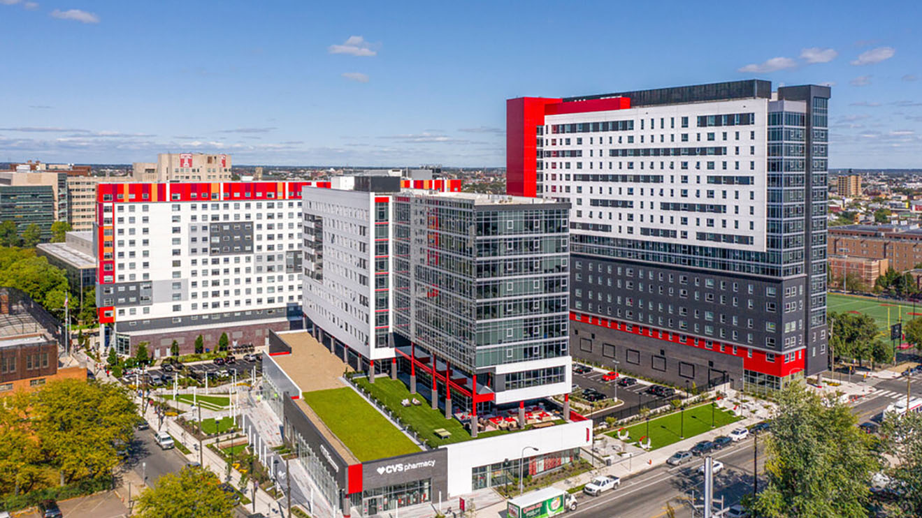 The Vantage at Temple University student housing towers