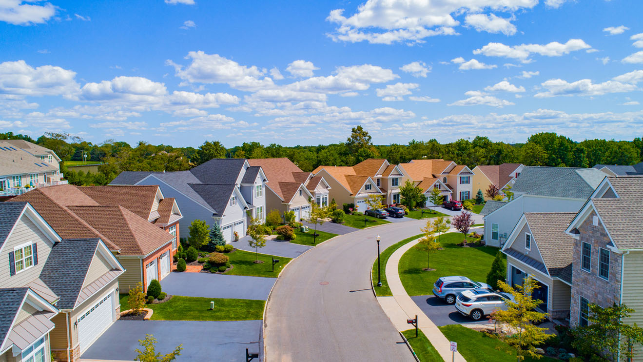 Aerial of a single family residential subdivision