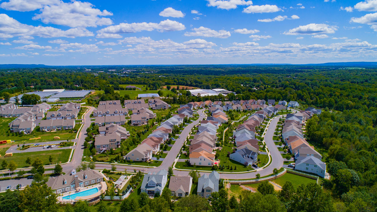 Aerial of a single family residential subdivision