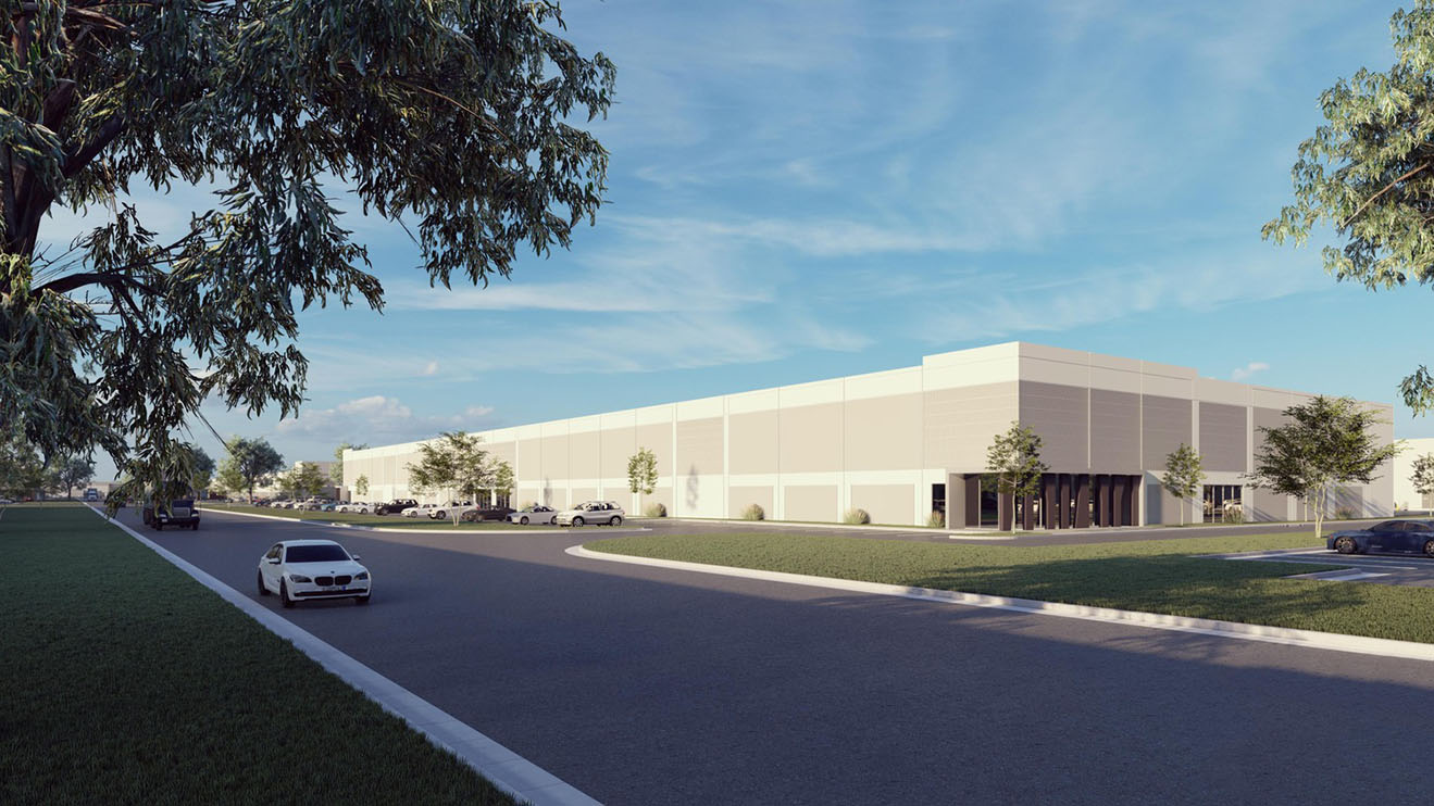 Architect's rendering of a large industrial building