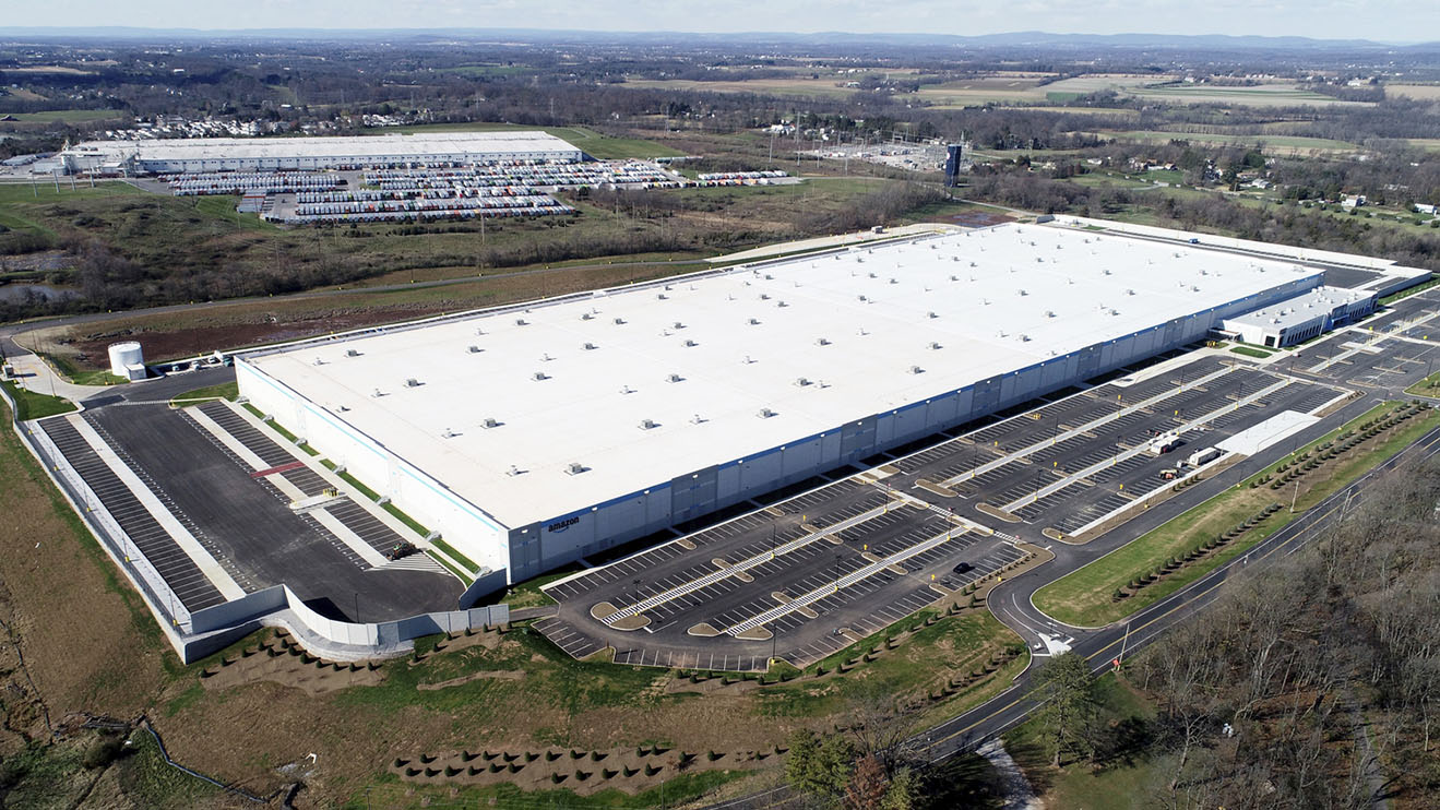 Aerial of a massive distribution center