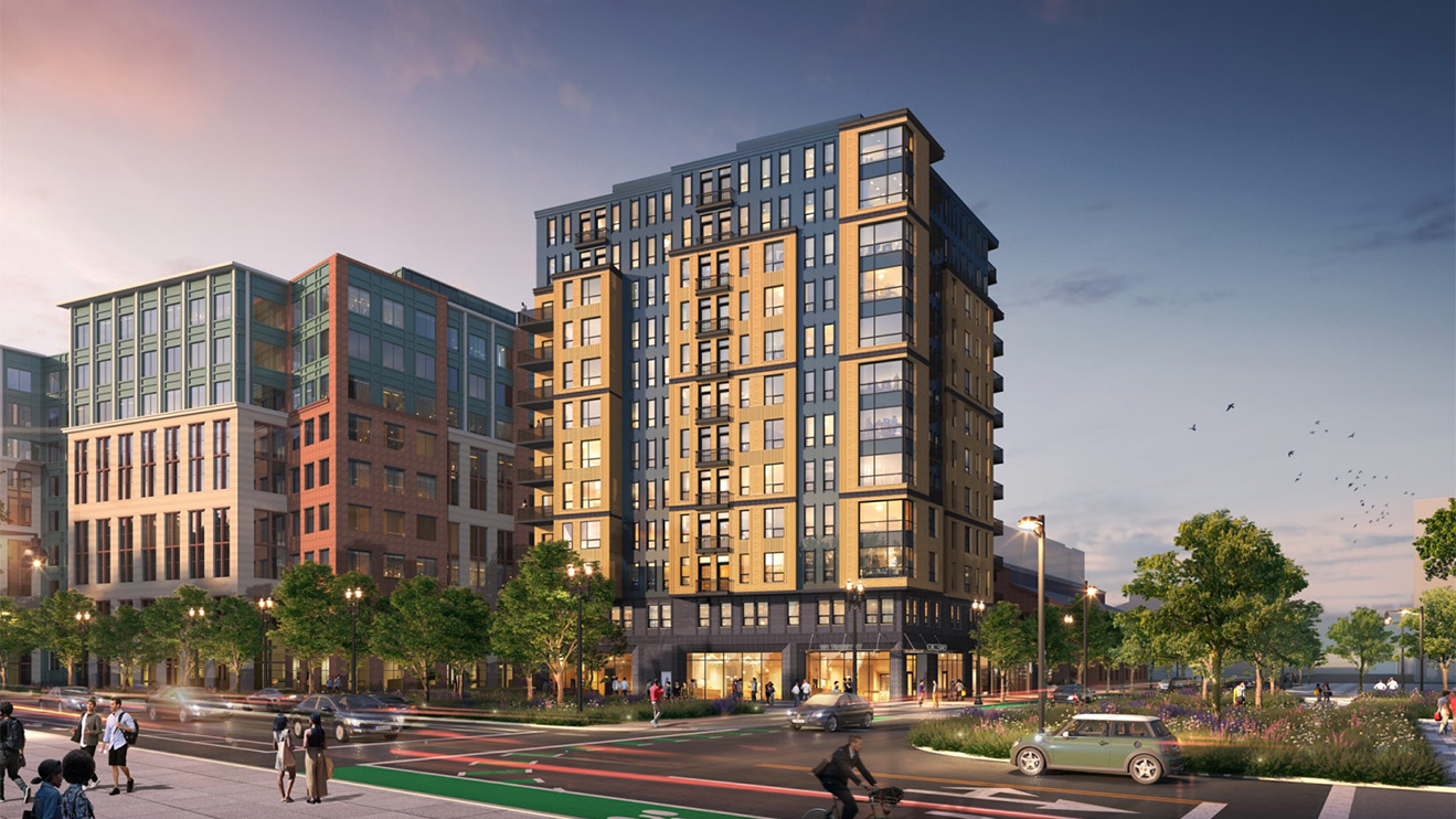 Rendering of an affordable housing community proposed in Washington, DC