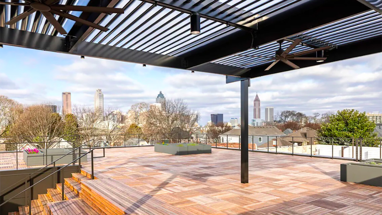 Rooftop amenity space at an office building in Atlanta, Georgia