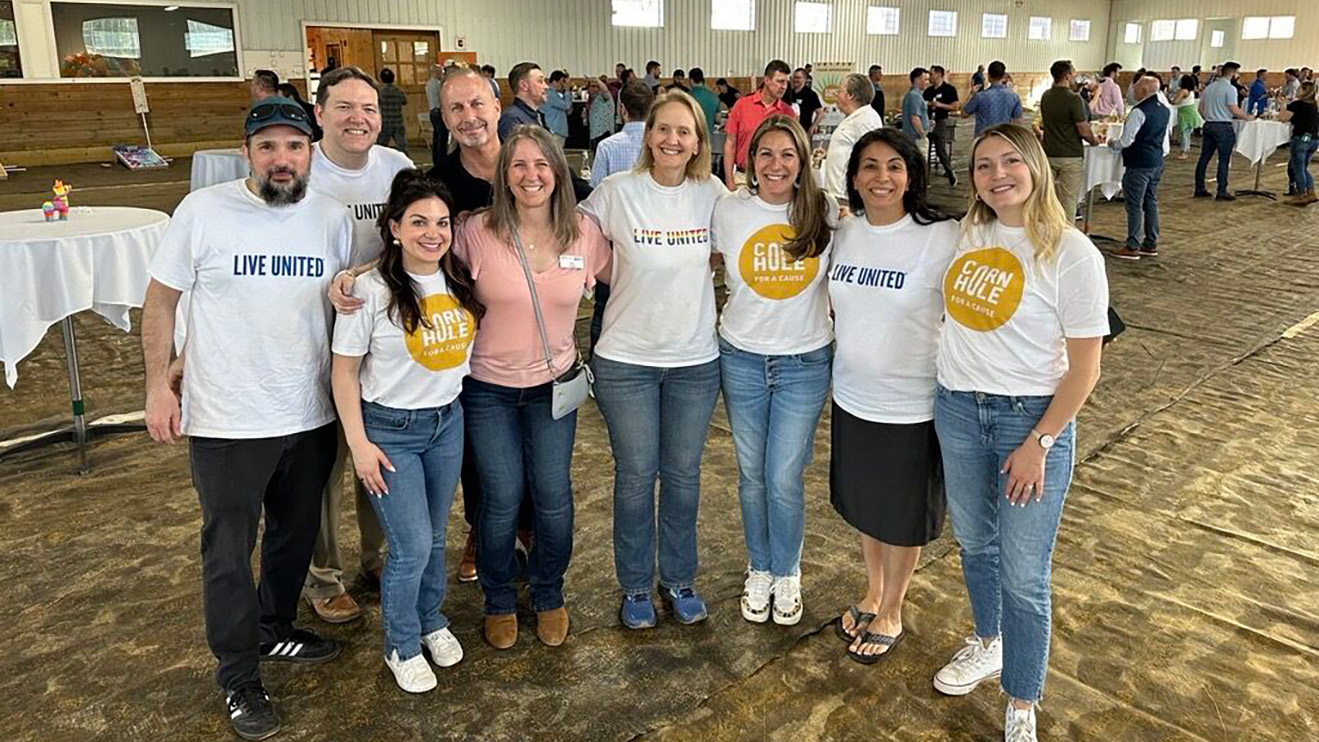 A group of people from Bohler and United Way of Northern New Jersey at the Annual Cornhole for a Cause tournament