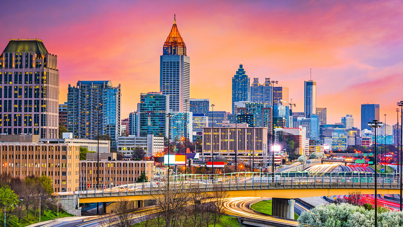 Atlanta skyline at dusk