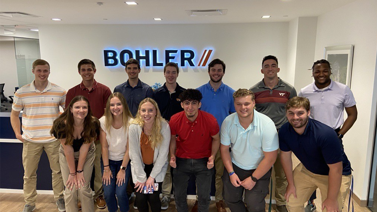 A group of Bohler Interns in Herndon Office.