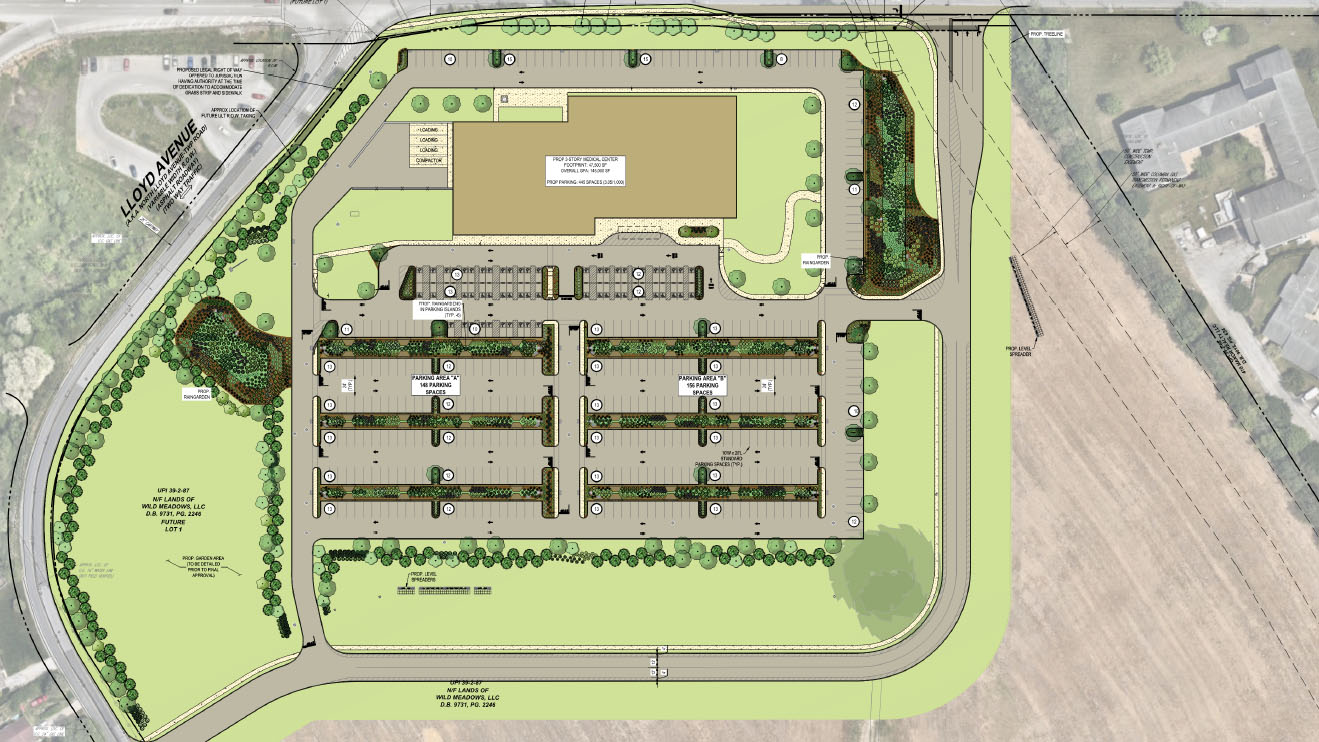 Site plan rendering of a proposed healthcare facility