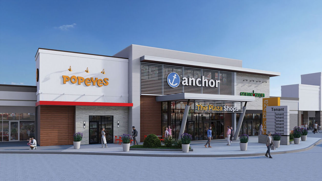 Architect's rendering of a revitalized mall shopping center