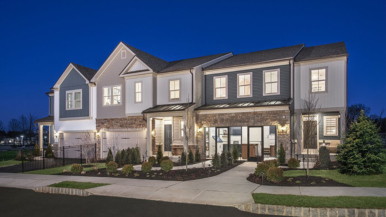 Luxury townhomes in the evening