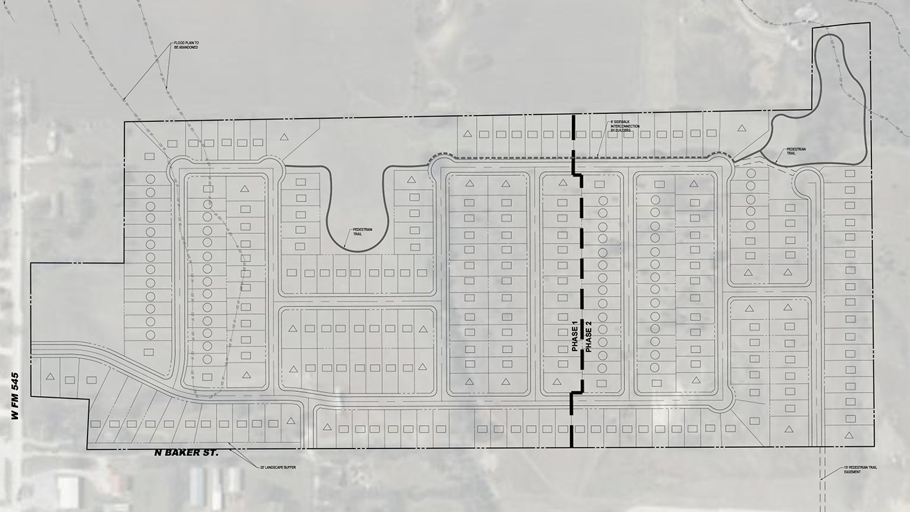 Site plan rendering of a large residential community in Blue Ridge, TX