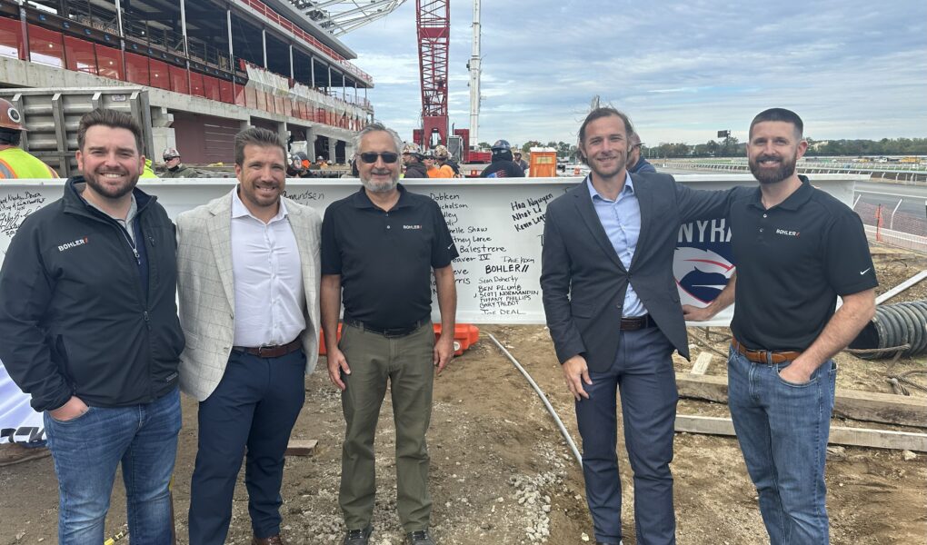 Bohler's team at the Belmont Park Grandstand topping out ceremony
