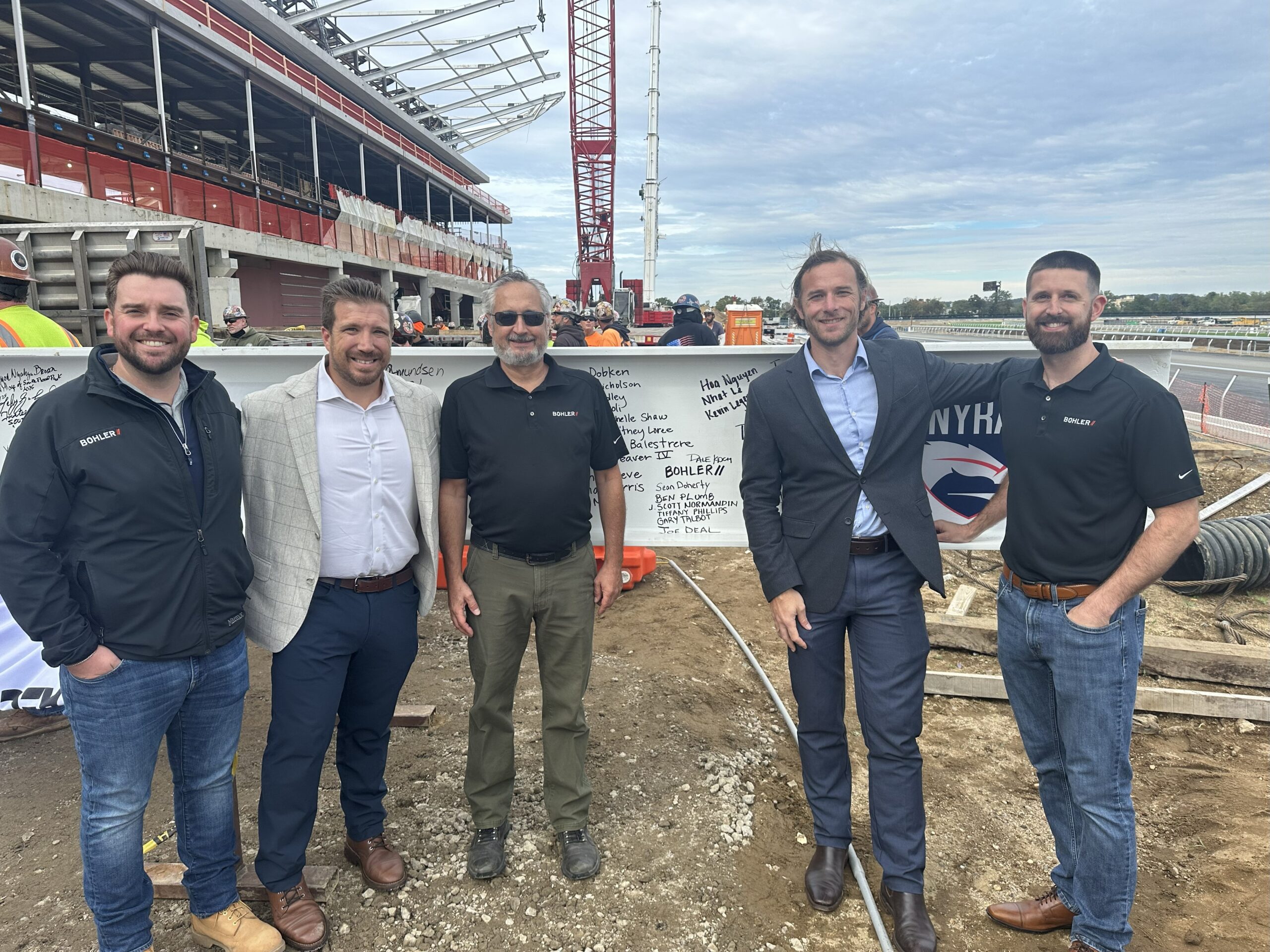 Bohler's team at the Belmont Park Grandstand topping out ceremony