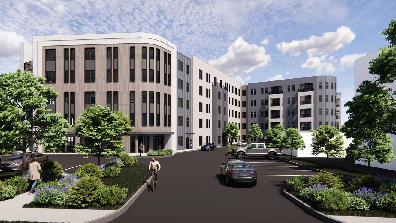 Architect's rendering of the proposed multifamily development at 25 Hoyle Street in Boston, MA