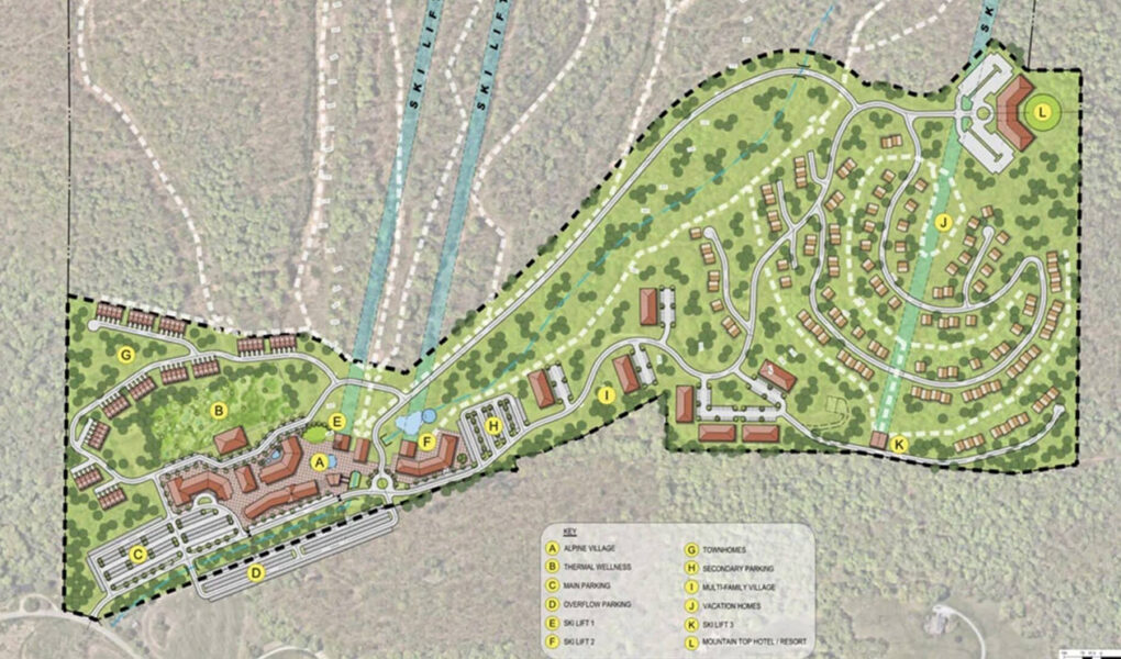 Site Plan rendering of a mixed-use redevelopment proposed in MA