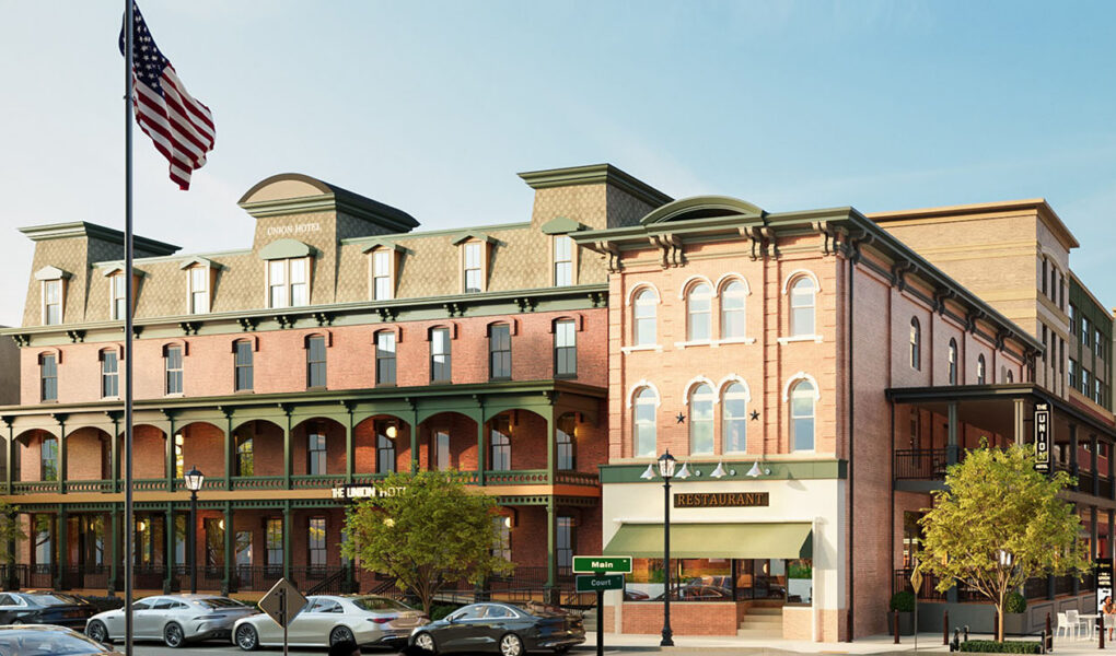 Rendering of the revitalized, historic Union Hotel in Flemington, NJ